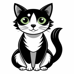 design a cat in black and white illustration