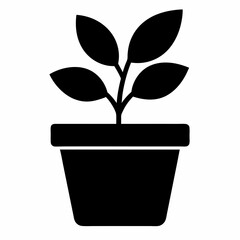 Plant vector illustration, plant in a pot isolated on white, plant silhouette, plant in a pot vector art