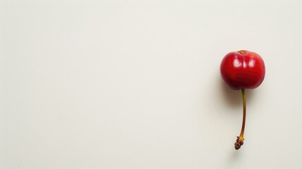 Obraz premium Minimalist photo of single cherry on white background
