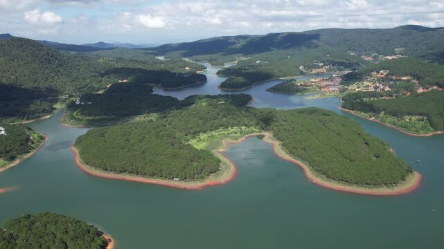 Aerial view of tuyen lam lake in Dalat, Vietnam