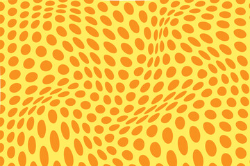  simple abstract orange color polka dot wavy distort pattern on lemonade color background yellow and orange pattern on a yellow background