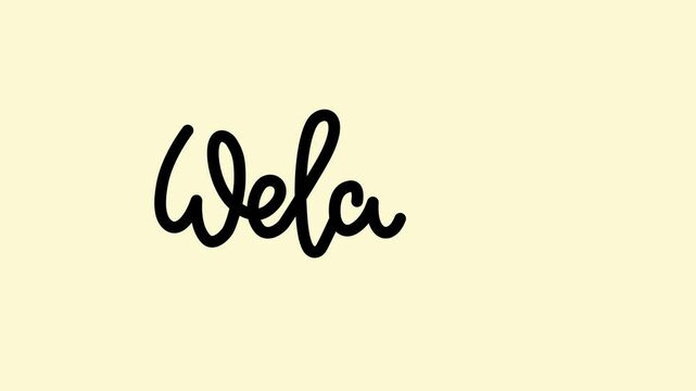 Welcome line animation Text on soft yellow background. for Opening videos.