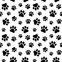 Fototapeta premium Vector paw icon print - cat paw pattern - dog paw seamless pattern