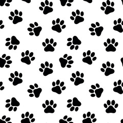 Fototapeta premium Animal Paw pattern - Vector cat paw seamless pattern - dog paw print wallpaper background