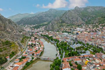 Fascinating view of the city of Amasya, also known as the city of princes. wonderful clouds coming...