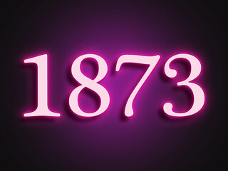 Pink glowing Neon light text effect of number 1873.