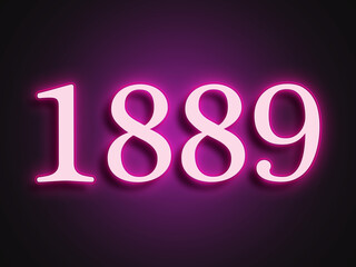 Pink glowing Neon light text effect of number 1889.