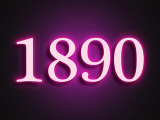 Pink glowing Neon light text effect of number 1890.