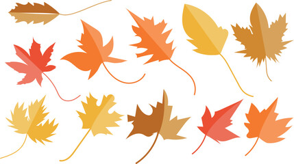 Autumn Leaves collection silhouette vector trendy design