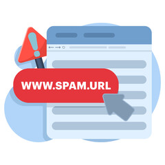 concept Concept do not click on spam URLs, suspicious and dangerous hyperlinks. modern graphic elements for landing page, blank state ui, infographics, icons. flat design vector illustration.