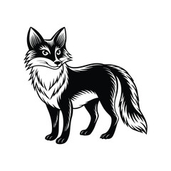 illustration of a fox cat, animal, vector, illustration, kitten, cartoon, pet, dog, cute, mammal, art, silhouette, black, drawing, domestic, feline, fur, wild, design, pets, 