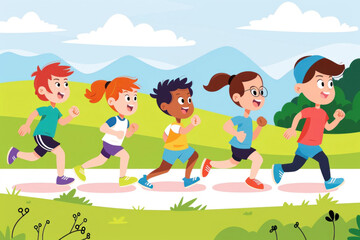 In the park, a group of kids happily play and run around, illustrating joy and enthusiasm