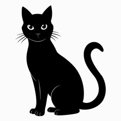 cat vector illustration, cat isolated on white, cat silhouette, cat vector art
