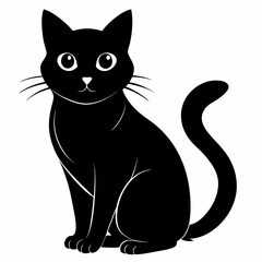 cat vector illustration, cat isolated on white, cat silhouette, cat vector art