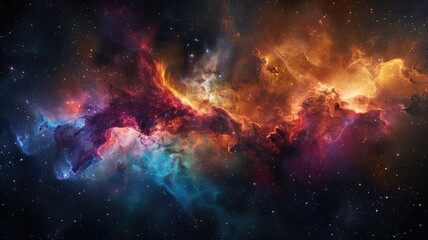 Fototapeta premium Vibrant stellar nebula with colorful gases in space