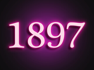 Pink glowing Neon light text effect of number 1897.