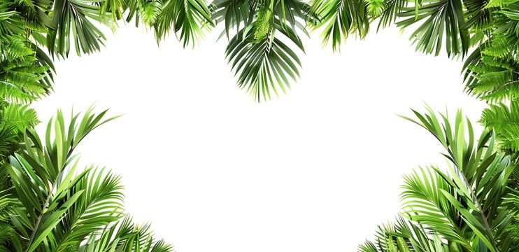 Some leaves are arranged in a heart shape in each corner on a white background