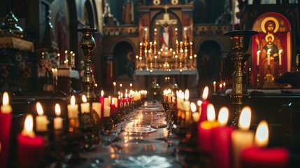 Obraz premium horizontal image of interior view of the cathedral. For banner, design, blog, easter, christmas