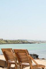 beach chair on Aewol beach, jeju