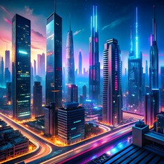futuristic urban city