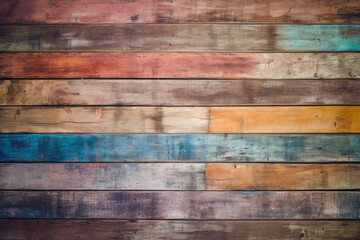 Naklejka premium Processed collage of colored old wood planks material texture. Background for banner, backdrop