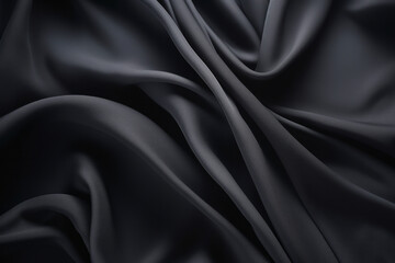 Obraz premium Processed collage of smooth elegant wavy deep black silk cloth fabric material texture. Background