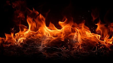 Fototapeta premium Intense Flames Creating a Wildfire Glow with Scorching Temperature