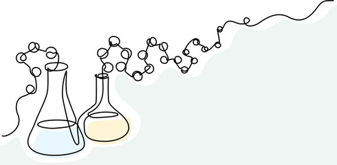 Chemistry retorts equipment with molecules concept.