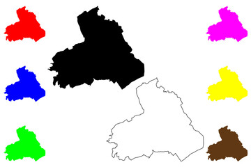 Obraz premium Pendle Non-metropolitan district, Borough, (United Kingdom of Great Britain and Northern Ireland, ceremonial county Lancashire or Lancs, England) map vector illustration, scribble sketch map