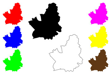 Preston Non-metropolitan district, Borough, city (United Kingdom of Great Britain and Northern Ireland, ceremonial county Lancashire or Lancs, England) map vector illustration, scribble sketch map