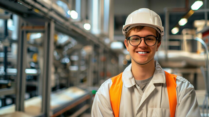 A man wearing a hard hat and safety vest is smiling for the camera