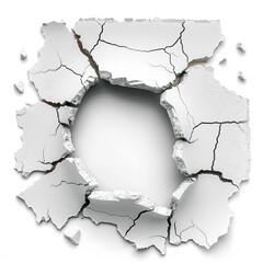 Obraz premium A hole breaking through a white wall