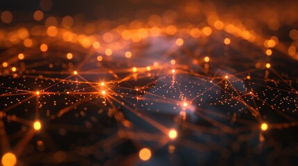 Network Connections: Abstract Digital Grid of Interconnected Nodes Symbolizing Global Network