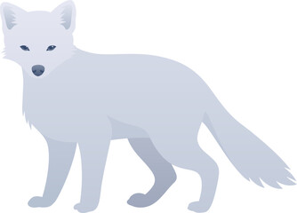 Arctic fox realistic vector illustration. Cute polar animal standing side view color graphic isolated on white. Snow animal of tundra and ice.