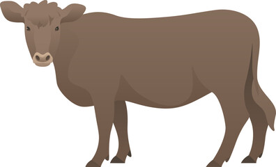Brown cow realistic vector illustration. Cattle or farm animal color graphic. Domestic livestock standing side view isolated on white.