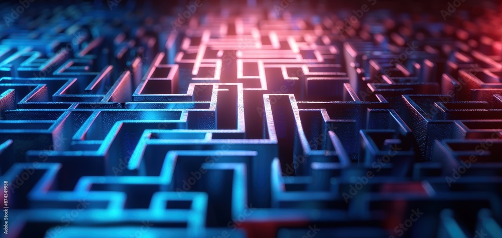 Aufkleber a maze is shown in a blue and red color scheme