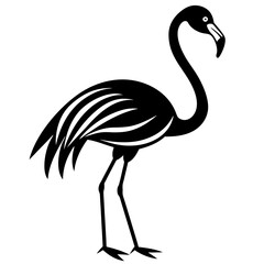 flamingo line art silhouette vector illustration.