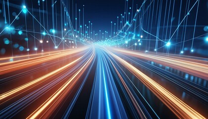 Obraz premium fiber optic cable show connectivity, high-speed internet background