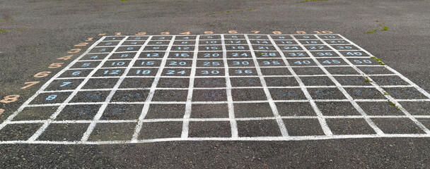 Number grid on playground blacktop