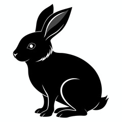 Rabbit vector illustration, bunny isolated on white, rabbit silhouette, bunny vector art