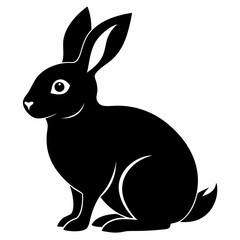 Rabbit vector illustration, bunny isolated on white, rabbit silhouette, bunny vector art