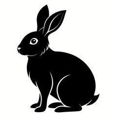 Rabbit vector illustration, bunny isolated on white, rabbit silhouette, bunny vector art