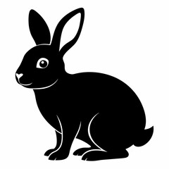 Rabbit vector illustration, bunny isolated on white, rabbit silhouette, bunny vector art