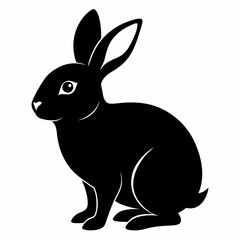 Rabbit vector illustration, bunny isolated on white, rabbit silhouette, bunny vector art