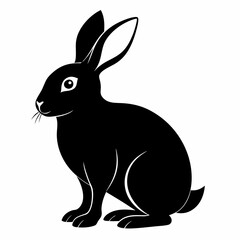 Rabbit vector illustration, bunny isolated on white, rabbit silhouette, bunny vector art