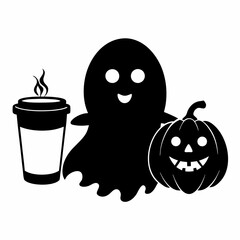 Cute Ghost coffee Pumpkin Halloween ,Halloween pumpkin and ghost