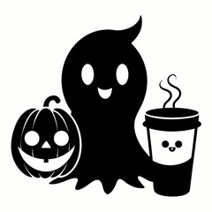 Cute Ghost coffee Pumpkin Halloween ,Halloween pumpkin and ghost