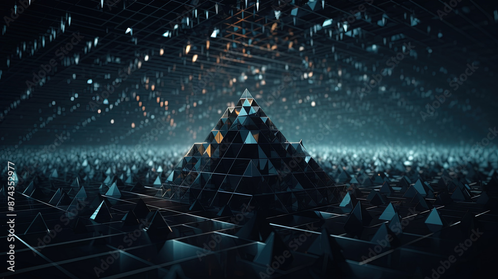 Leinwandbilder abstract background with structure of neon triangles and technology style.