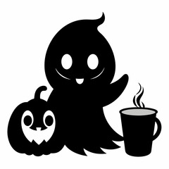 Cute Ghost coffee Pumpkin Halloween ,Halloween pumpkin and ghost