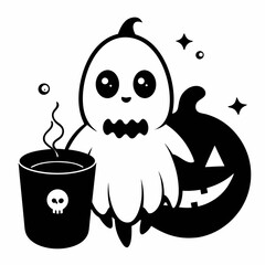 Cute Ghost coffee Pumpkin Halloween ,Halloween pumpkin and ghost